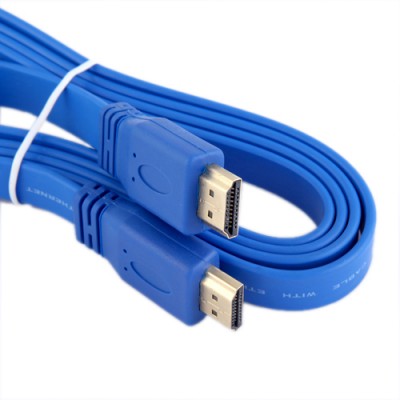 HDMI MALE TO MALE COLOR FULL FLAT 1.4 V CABLE  (blue)