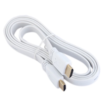 HDMI MALE TO MALE COLOR FULL FLAT 1.4 V CABLE  (WHITE)