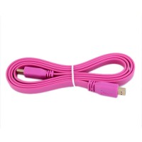 HDMI MALE TO MALE COLOR FULL FLAT 1.4 V CABLE  (pink)
